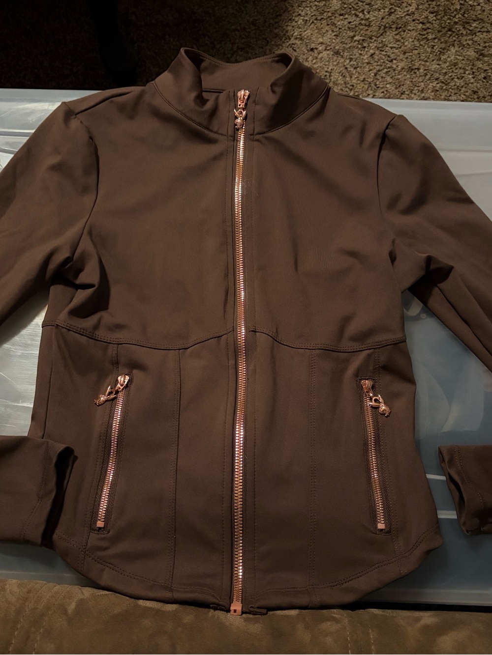 PLAYBOY Women's Brown Zip-Up Bomber Jacket